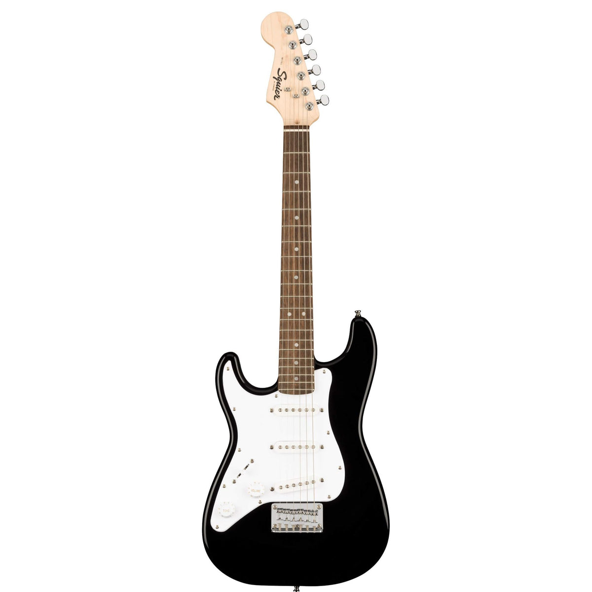 Fender Squier 3/4-Size Kids Mini Strat Electric Guitar, Left Handed - Black w/ Amplifier