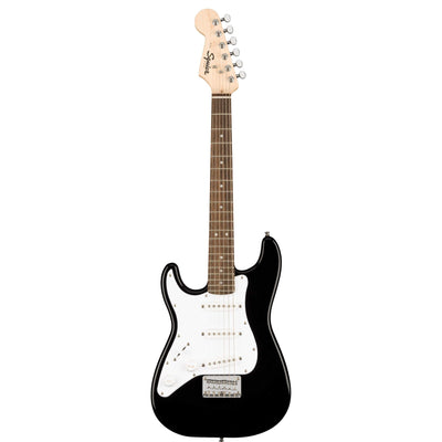 Fender Squier 3/4-Size Kids Mini Strat Electric Guitar, Left Handed - Black w/ Amplifier