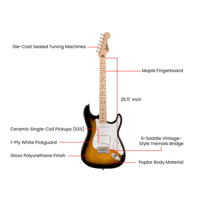 Fender Squier Sonic Stratocaster - 2-Color Sunburst w/ Frontman 10G Amp
