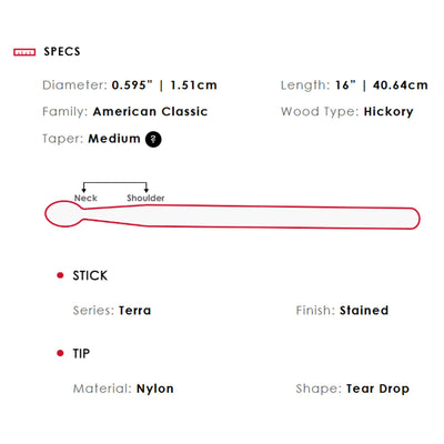 Vic Firth American Classic 5B Terra Nylon Tip Drumsticks - 3 Pack