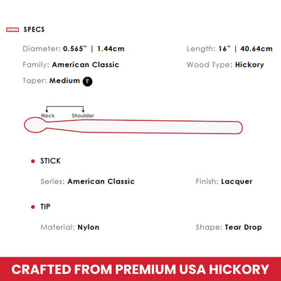 Vic Firth American Classic 5A Nylon Tip Drumsticks