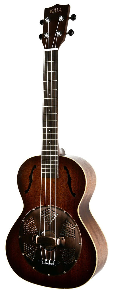Kala KA-RES-BRS Tenor Resonator Ukulele with Brass Cover - Mahogany Burst w/ Gig Bag