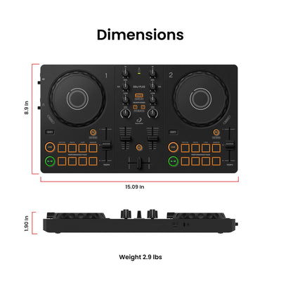 Pioneer DJ AlphaTheta DDJ-FLX2 Compact 2-Channel DJ Controller w/ Carrying Case