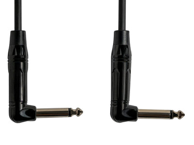 Gearlux 3-Inch Guitar Patch Cable, 1/4 Inch, Angled, Black - 6 Pack