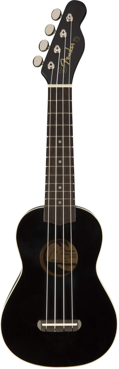 Fender Venice Soprano Ukulele - Black w/ Hard Case