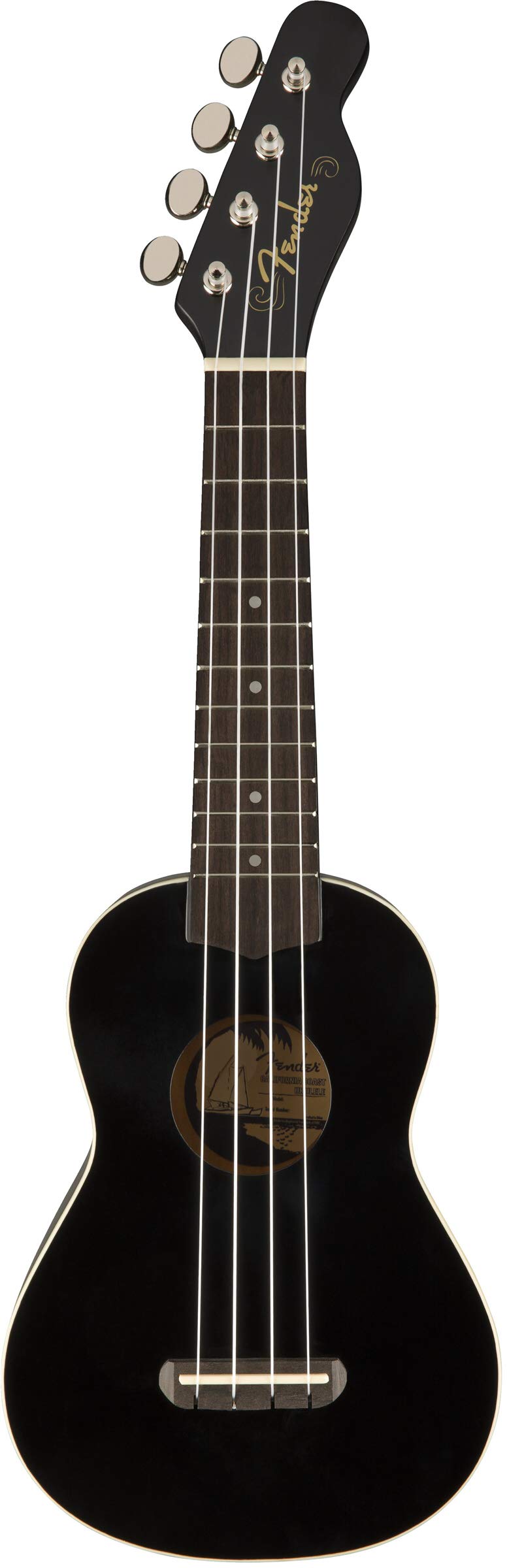 Fender Venice Soprano Ukulele - Black w/ Hard Case