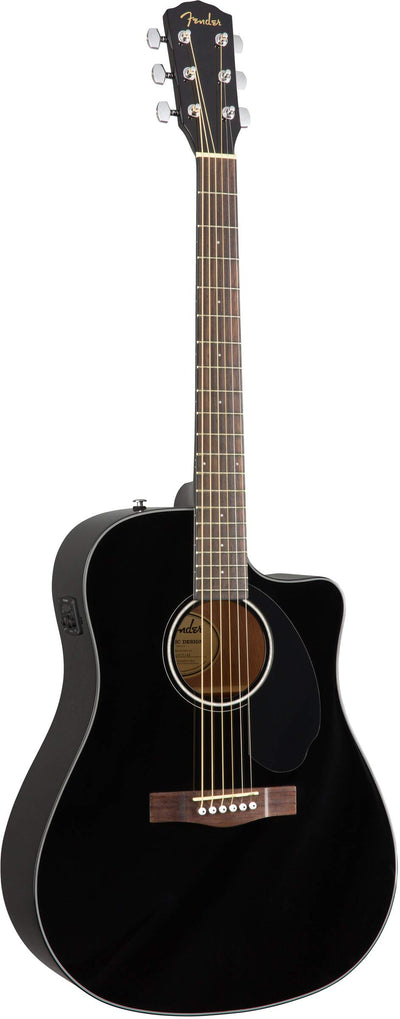 Fender CD-60SCE Solid Top Dreadnought Acoustic-Electric Guitar - Black w/ Gig Bag