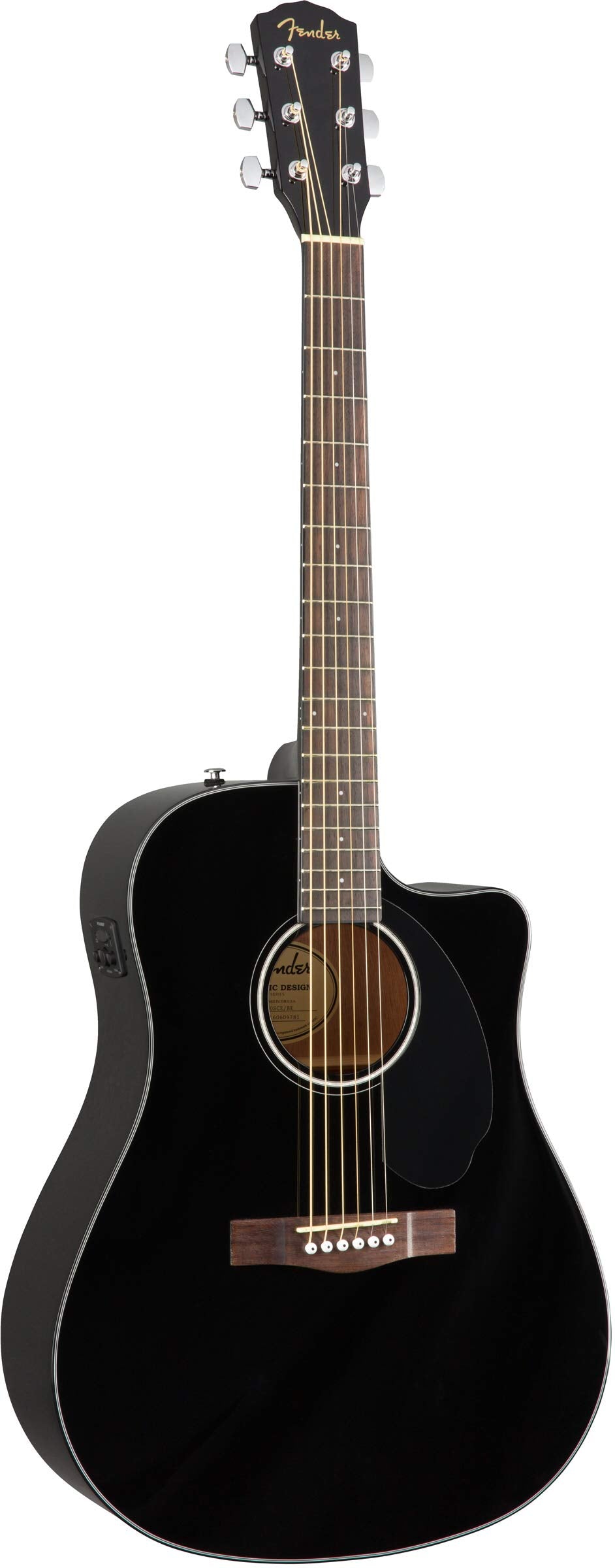 Fender CD-60SCE Solid Top Dreadnought Acoustic-Electric Guitar - Black w/ Gig Bag