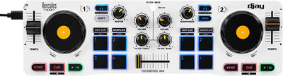 Hercules DJControl Mix Bluetooth Wireless DJ Controller for Smartphones - White w/ Case