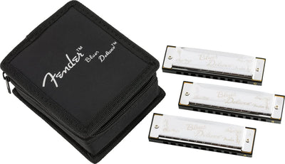 Fender Blues Deluxe Harmonica 3 Pack - Keys A, C, G w/ Carrying Case
