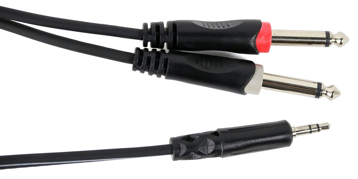 Gearlux 10-Foot 3.5 mm TRS (1/8") to Dual 1/4-Inch TS Stereo Breakout Cable - 2 Pack