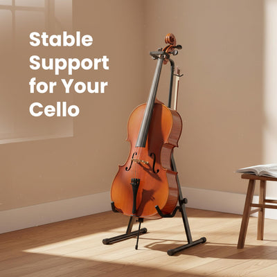 Gearlux Adjustable Foldable Cello Stand with Hook for Bow