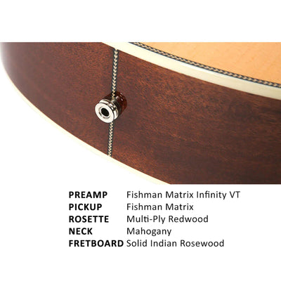 Parkwood P670 Grand Concert Cutaway Semi Acoustic Guitar - Natural