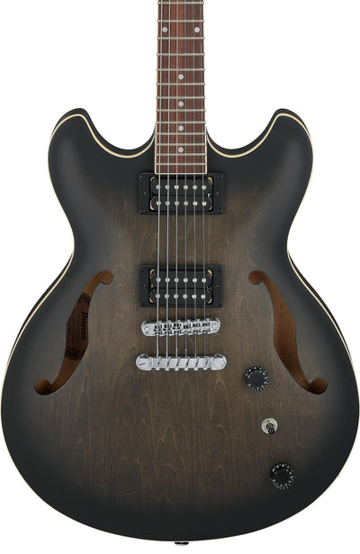 Ibanez AS53 AS Artcore Hollow Body Electric Guitar - Transparent Black Flat w/ Gig Bag