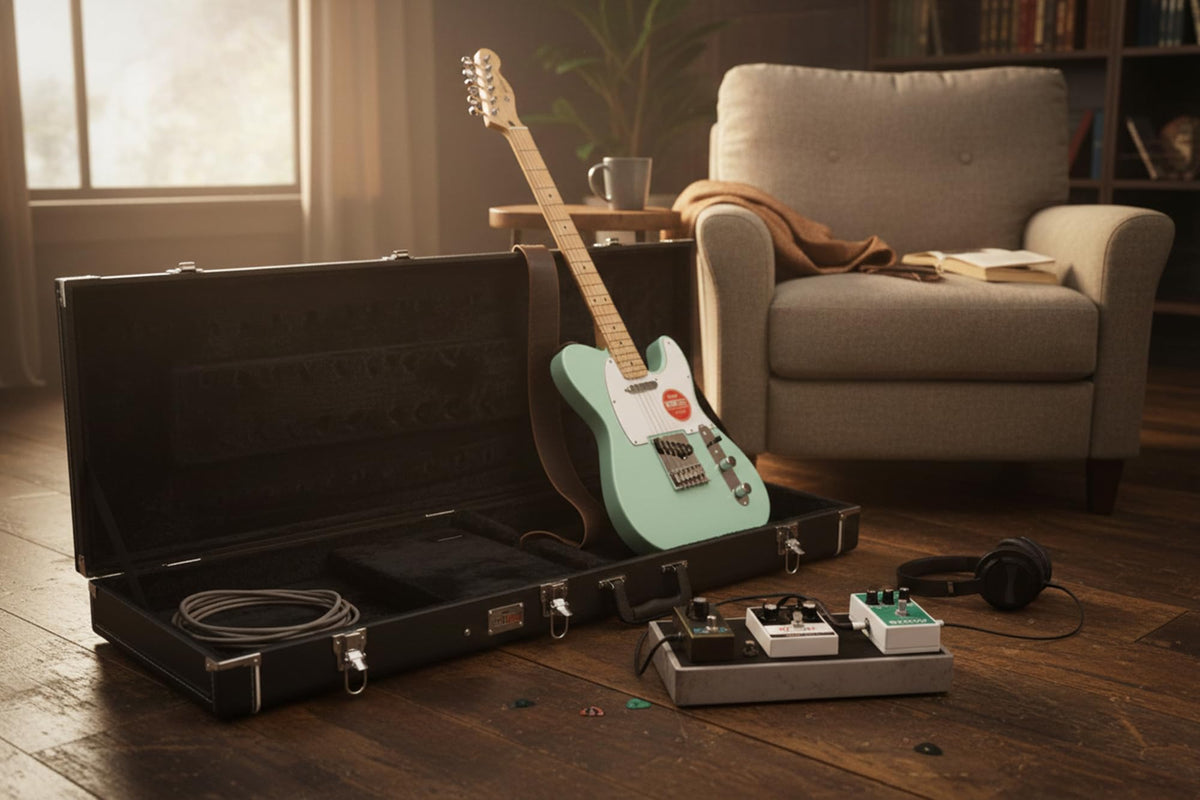 Gearlux Rectangular Electric Guitar Wooden Hard Case - Black