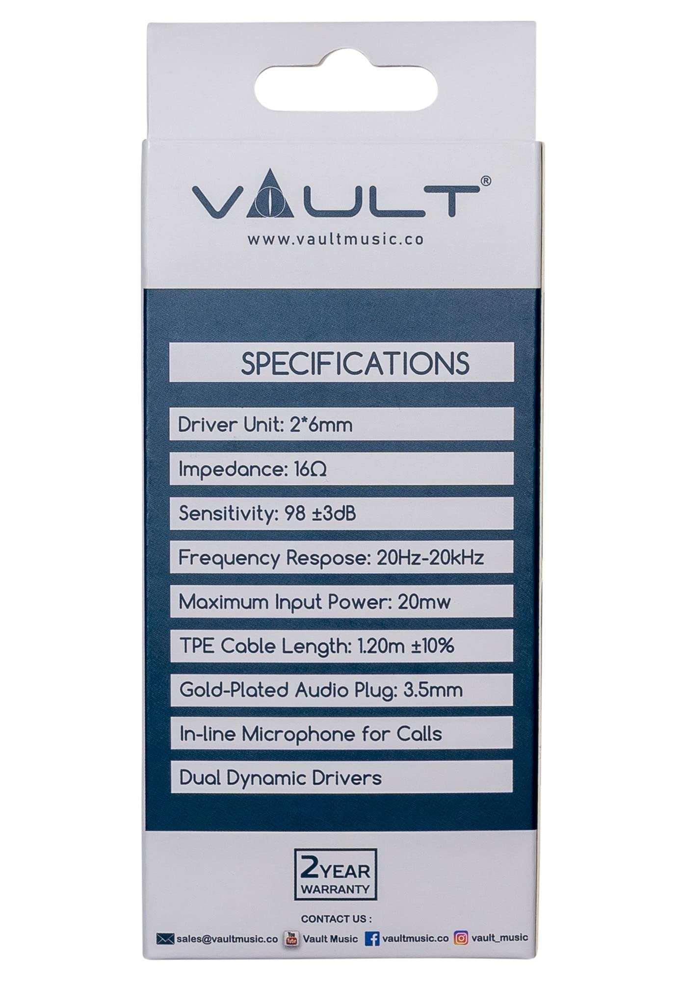 Vault Buds Duo Dual-Driver Headphones with In-Line Microphone