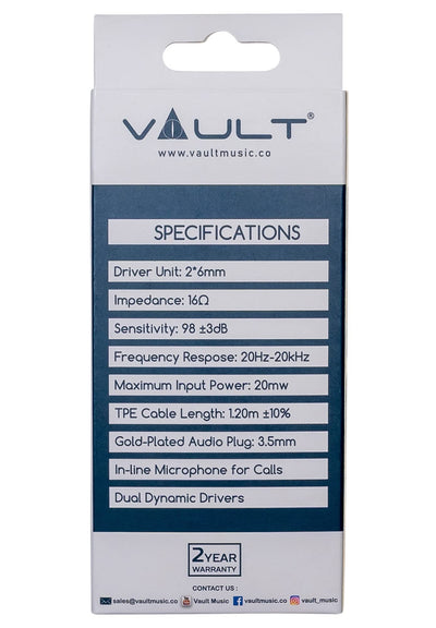 Vault Buds Duo Dual-Driver Headphones with In-Line Microphone