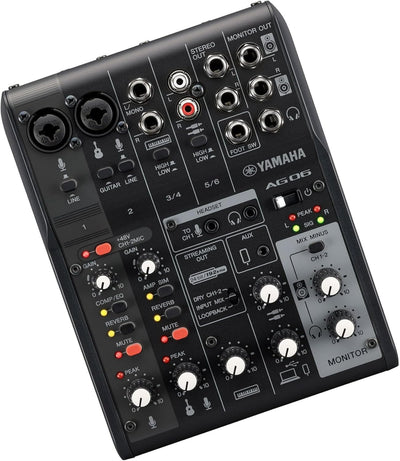 Yamaha AG06MK2 6-Channel Live Streaming Loopback Audio USB Mixer - Black