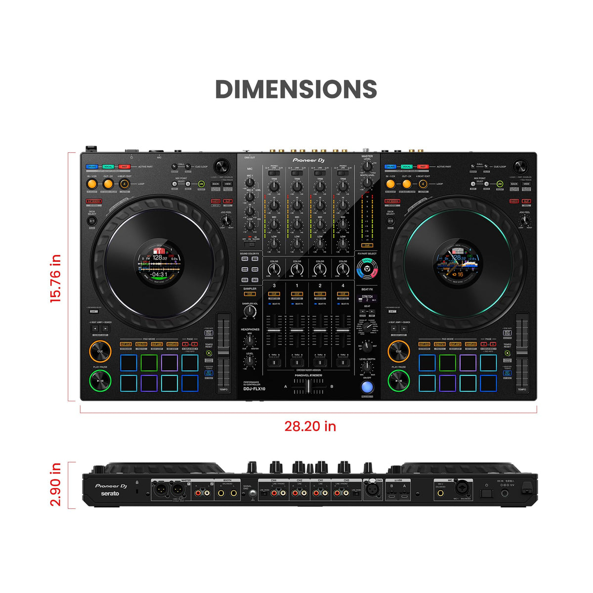 Pioneer DJ DDJ-FLX10 4-Channel Professional DJ Controller - Black w/ Laptop Stand