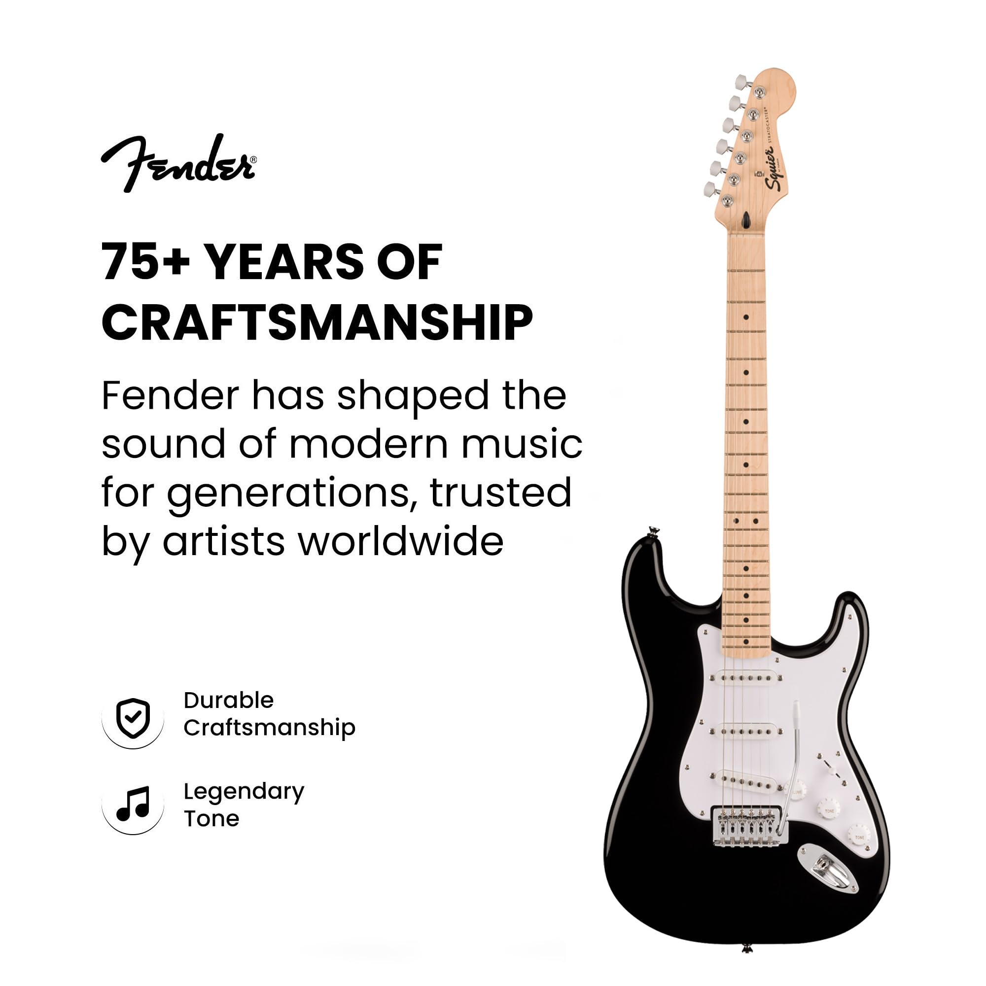 Fender Squier Sonic Stratocaster - Black w/ Mustang Micro