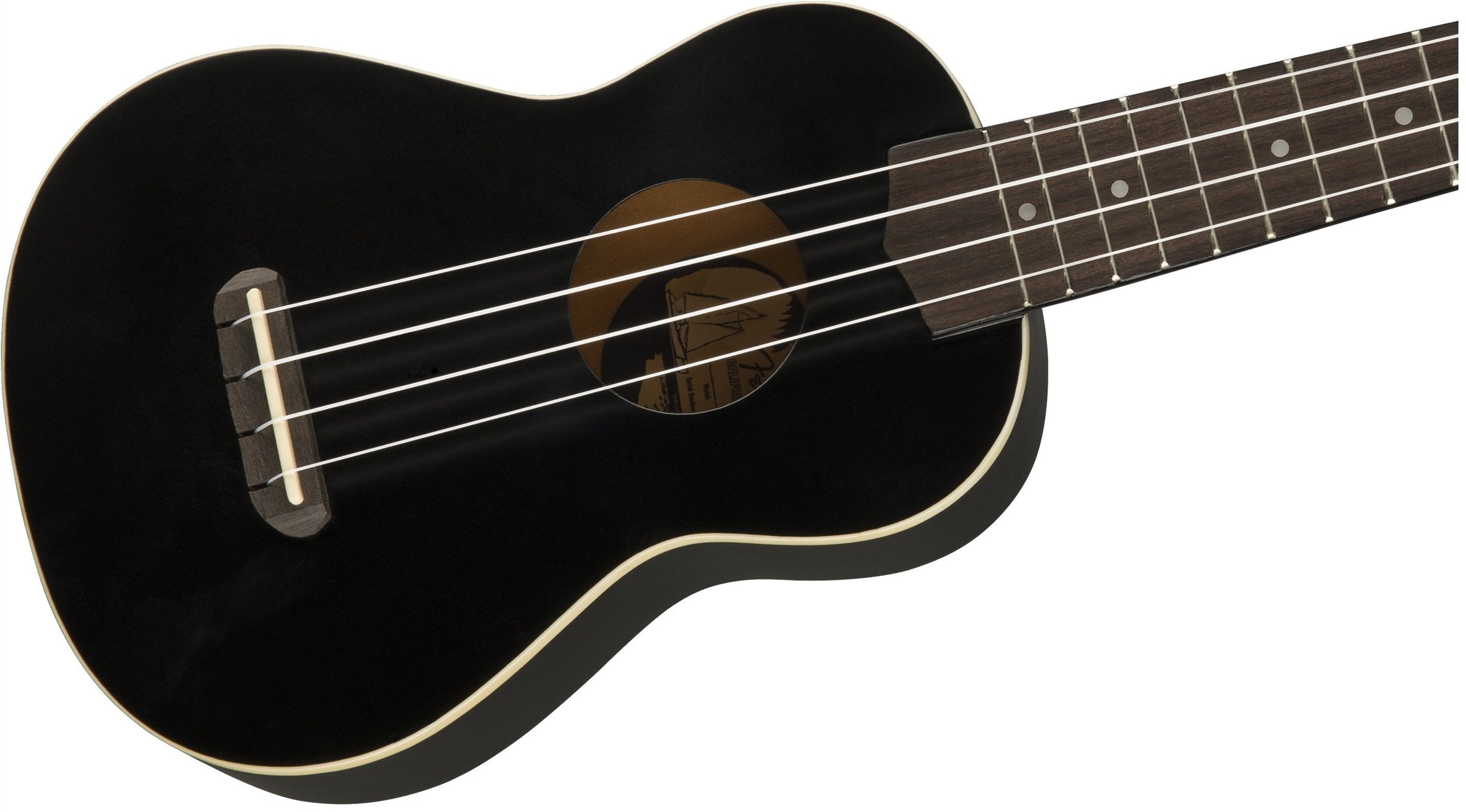 Fender Venice Soprano Ukulele - Black w/ Hard Case