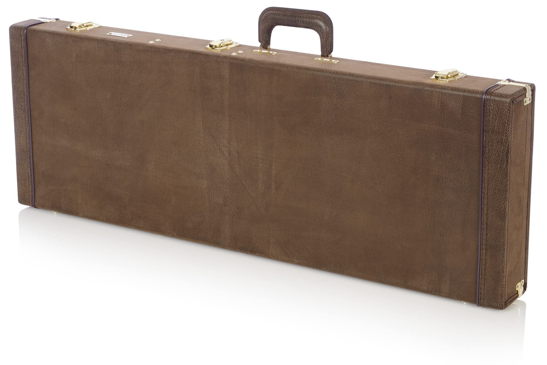 Gator GW-ELECT-VIN Deluxe Wood Case for Electric Guitars - Vintage Brown w/ Strap