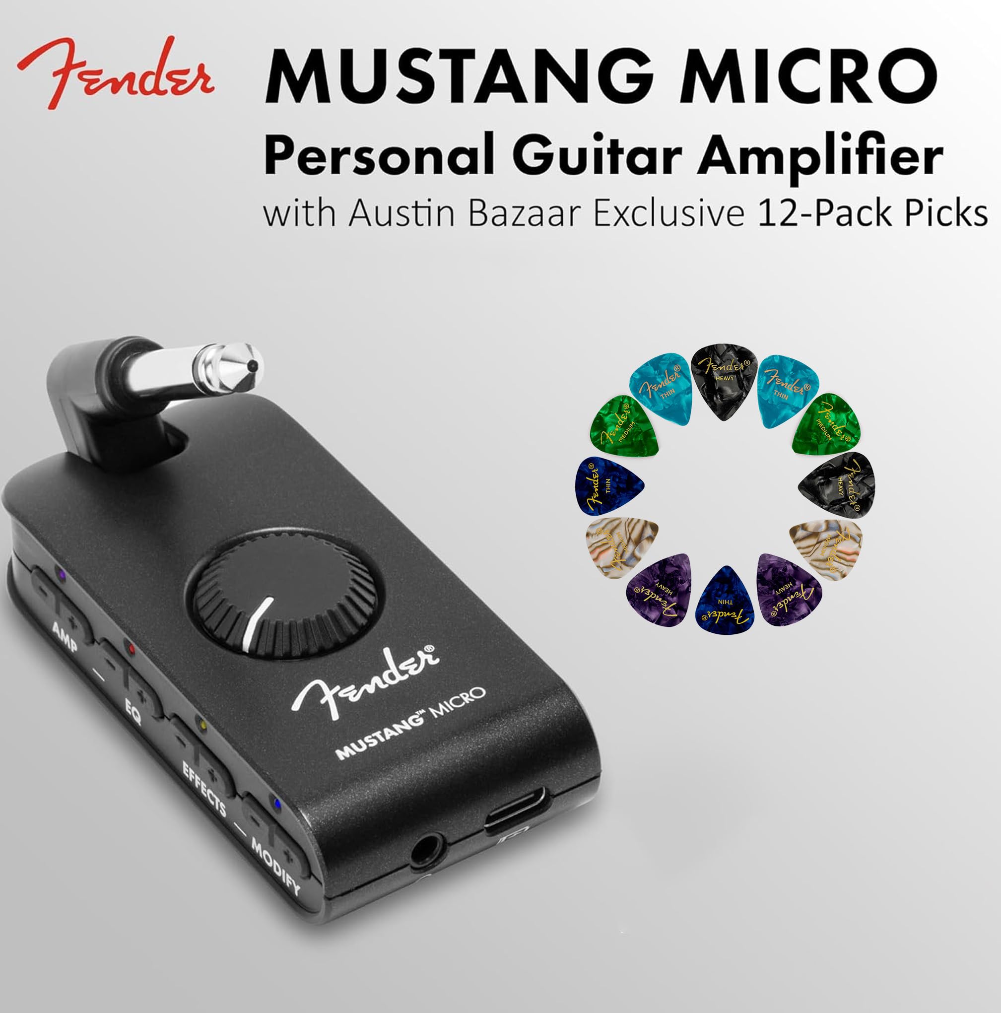 Fender Mustang Micro Personal Guitar Amplifier w/ Picks