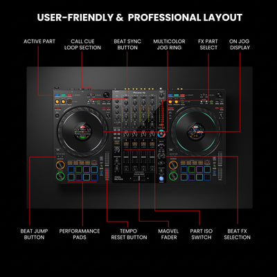 Pioneer DJ DDJ-FLX10 4-Channel Professional DJ Controller - Black w/ Case