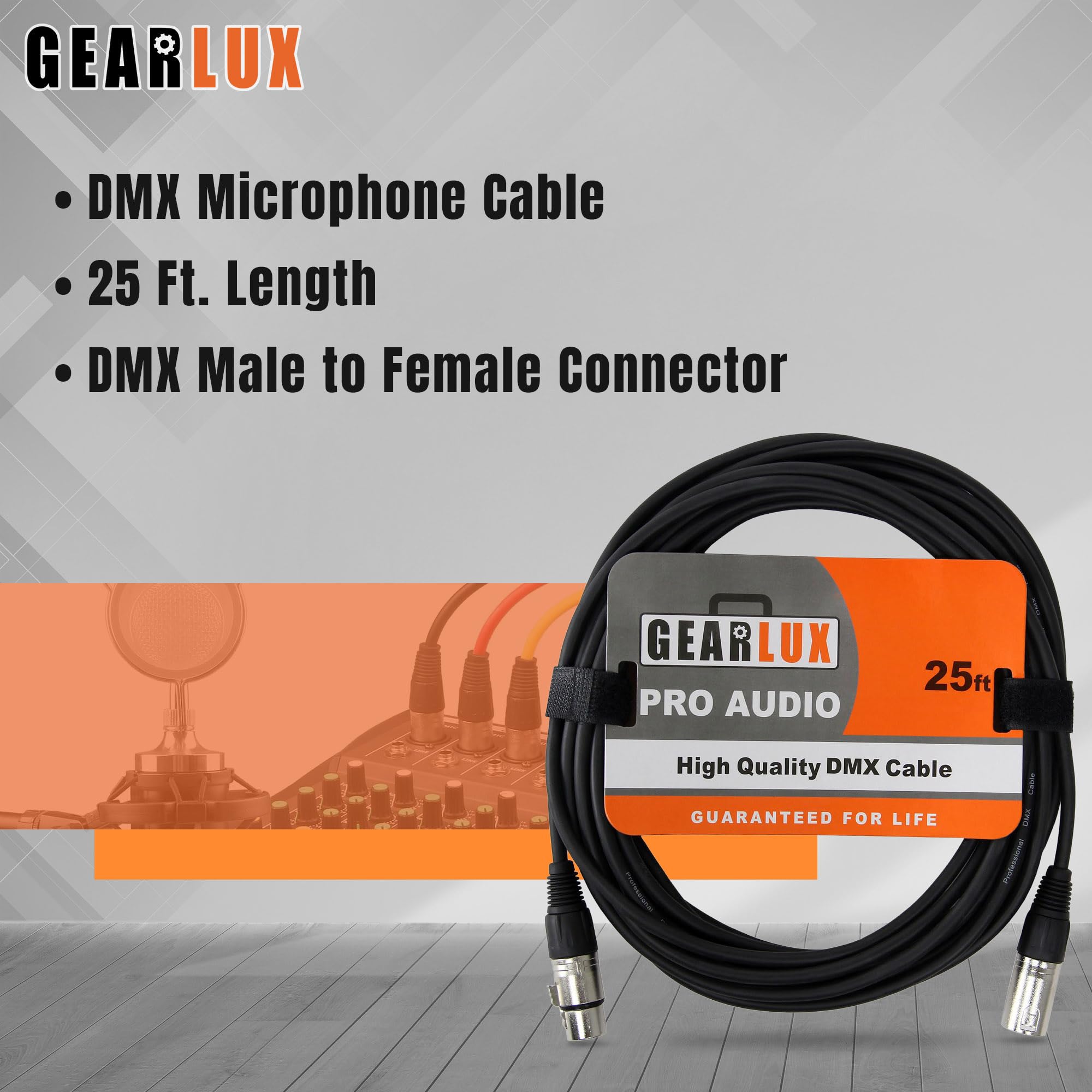 Gearlux 25-Foot 3-Pin Male-to-Female DMX Cable - 6 Pack