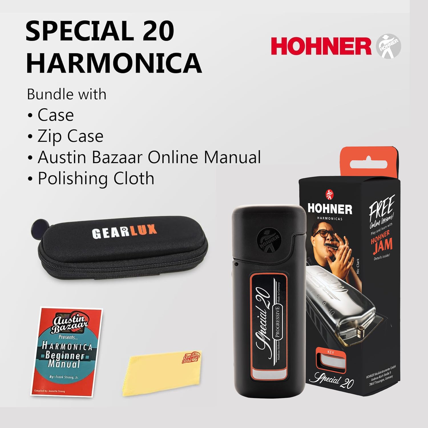 Hohner Special 20 Harmonica - Key of C w/ Zip Pouch
