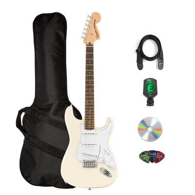 Fender Squier Affinity Stratocaster, Laurel - Olympic White w/ Gig Bag