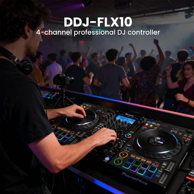 Pioneer DJ DDJ-FLX10 4-Channel Professional DJ Controller - Black w/ Laptop Stand