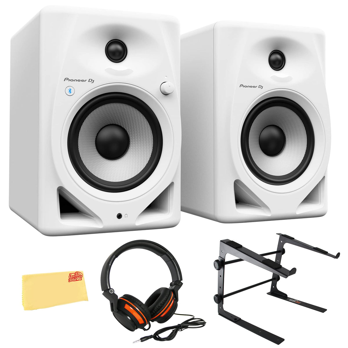 Pioneer DM-50D-BT 5-Inch Desktop Active Bluetooth Monitor Speaker - White w/ Laptop Stand