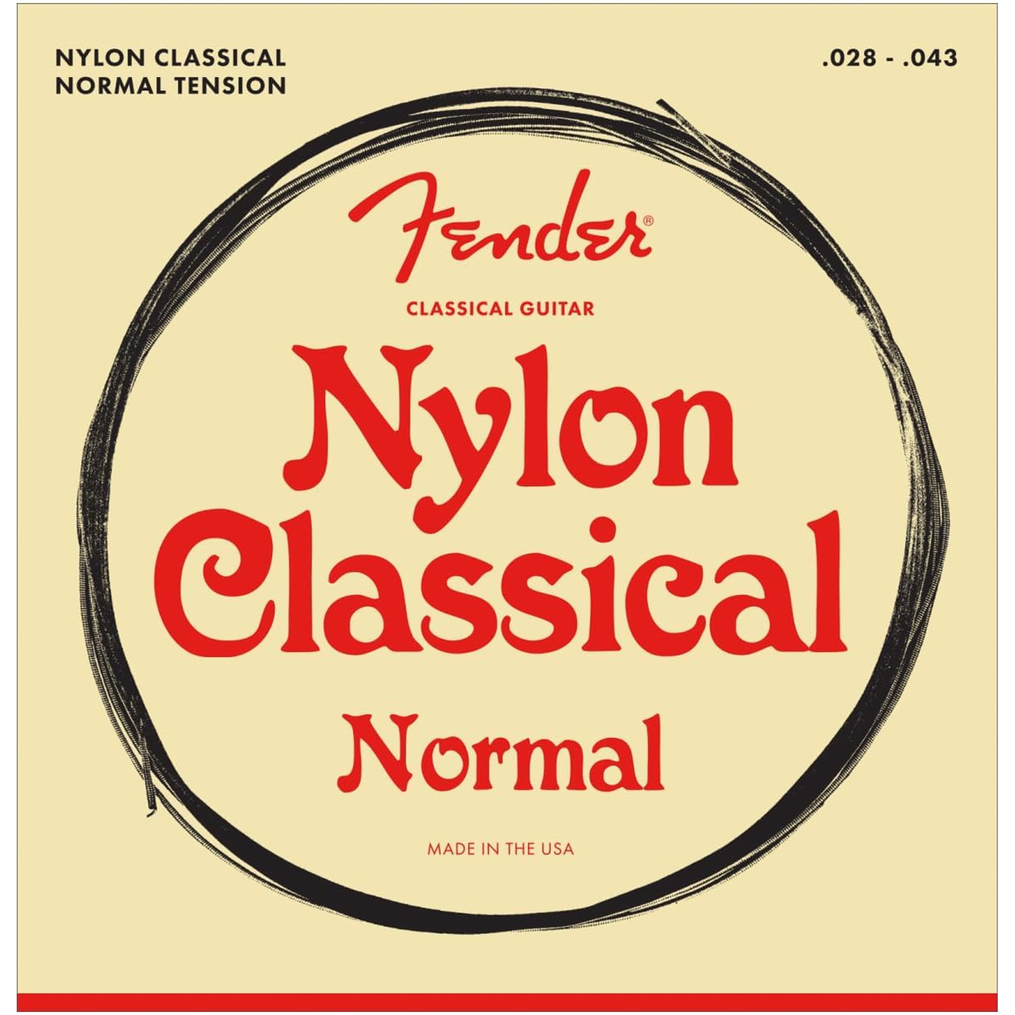 Fender Nylon Classical Guitar Strings, Normal Tension, .028-.043, Tie End - 3 Pack w/ Picks
