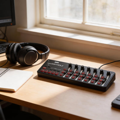 Korg nanoKONTROL2 Slim-Line USB Controller - Black w/ Headphones