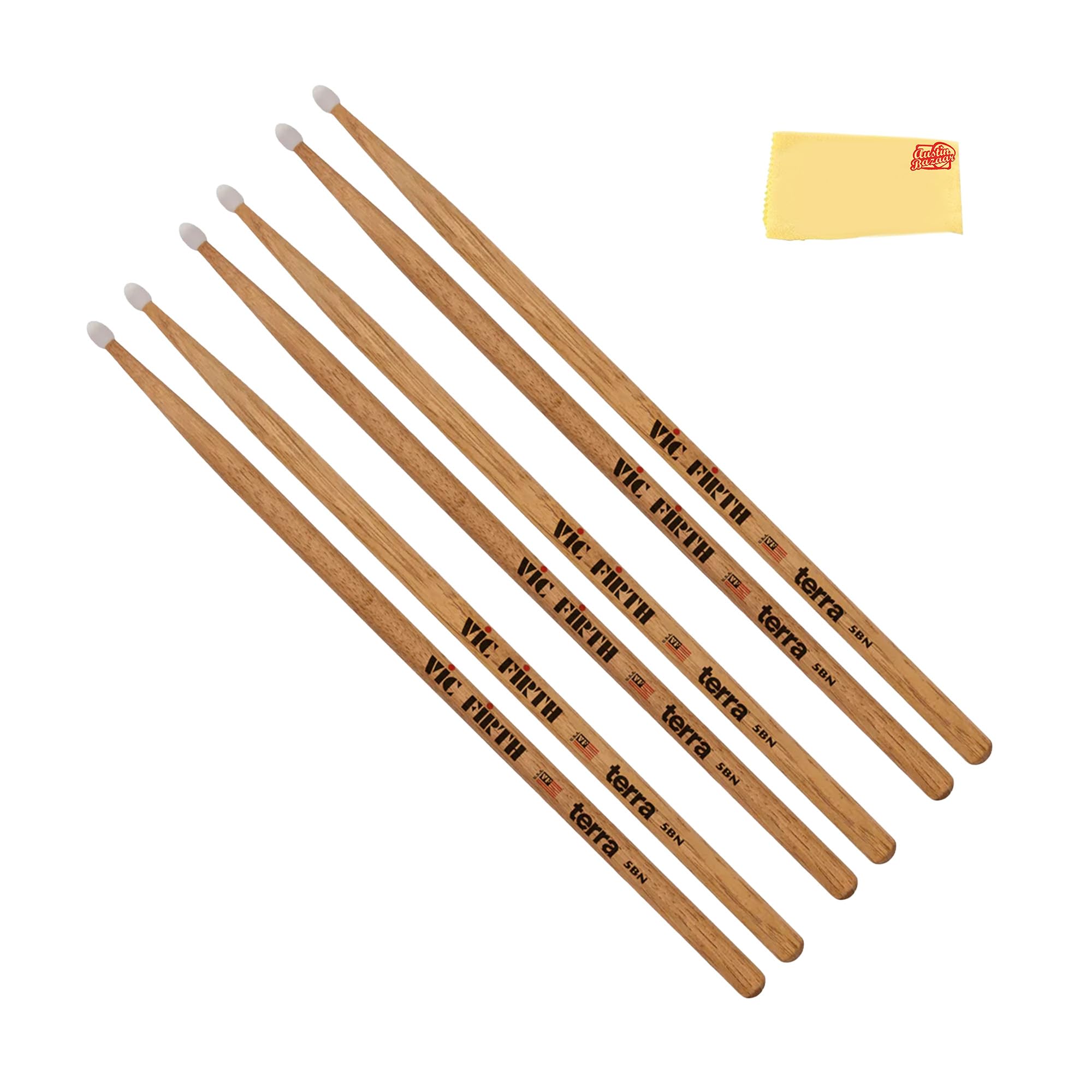 Vic Firth American Classic 5B Terra Nylon Tip Drumsticks - 3 Pack