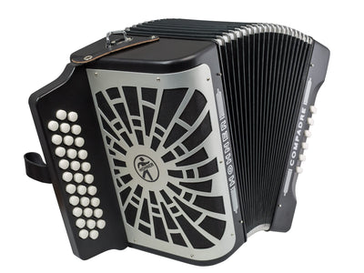 Hohner Compadre GCF 3-Row Diatonic Accordion - Black w/ Hard Case