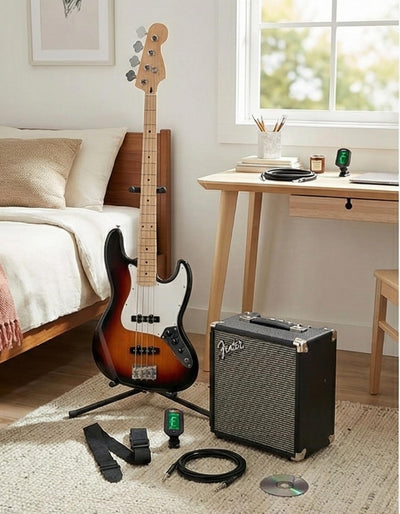Fender Squier Affinity Jaguar Bass H - Black w/ Rumble 15 Amplifier