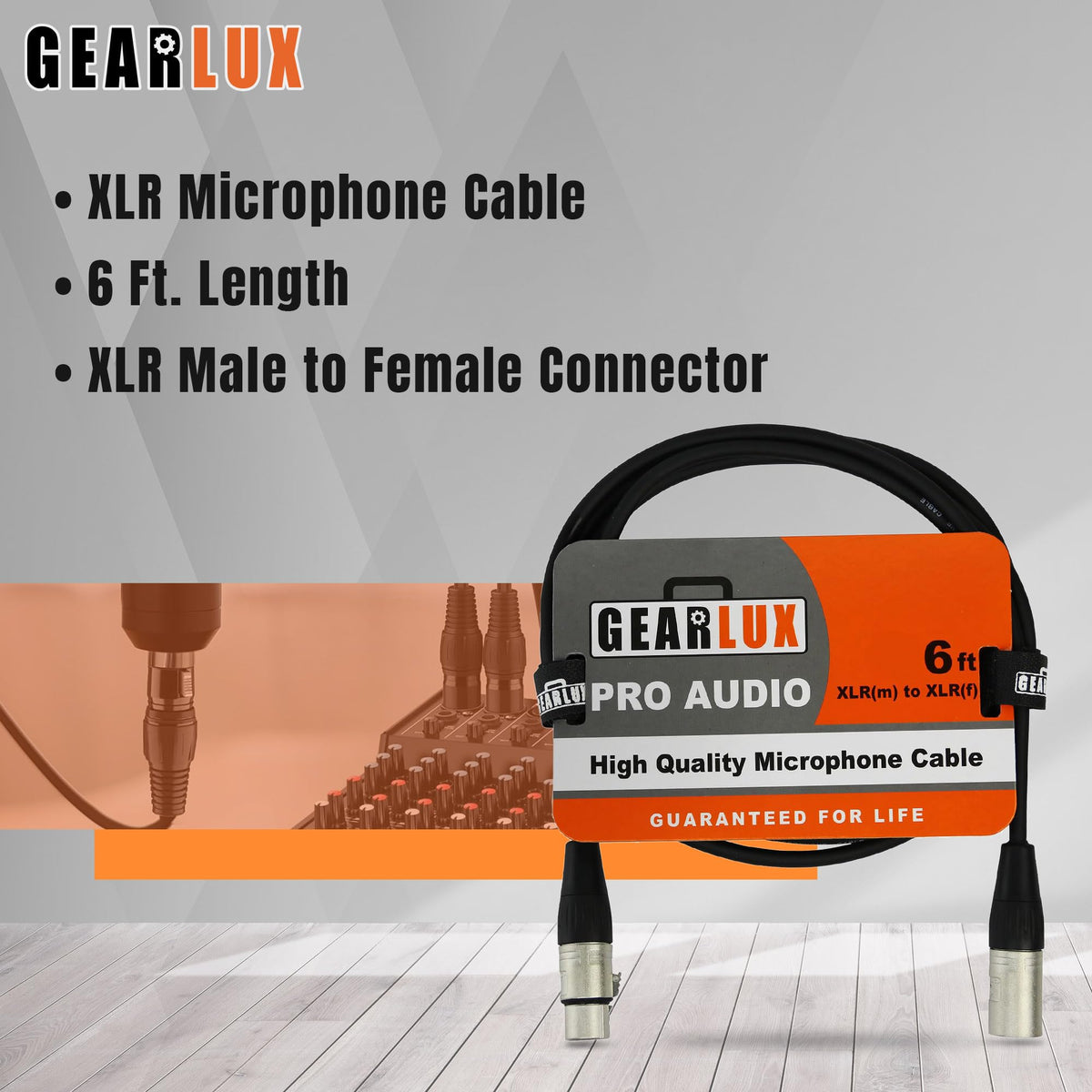 Gearlux 6-Foot XLR Microphone Cable - 2 Pack
