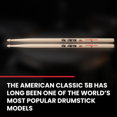 Vic Firth American Classic 5B Drumsticks - 6 Pack w/ Polishing Cloth