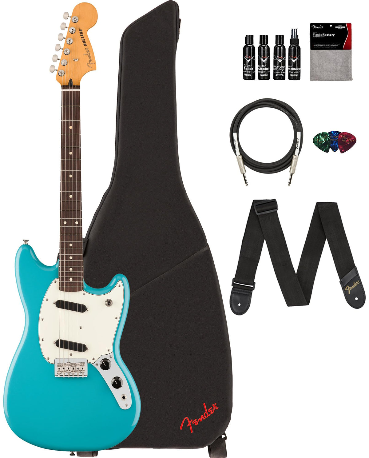 Fender Player II Mustang - Aquatone Blue w/ Cleaning Kit