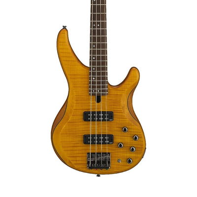 Yamaha TRBX604 4-String Flamed Maple Electric Bass Guitar - Matte Amber