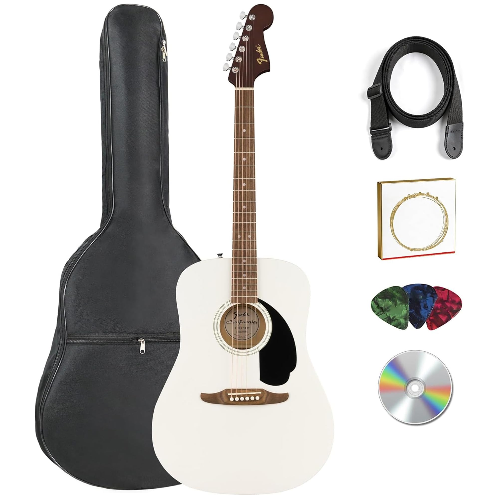 Fender California Redondo Acoustic Guitar - White w/ Gig Bag