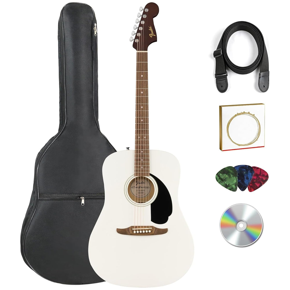 Fender California Redondo Dreadnought Acoustic Guitar - White w/ Gig Bag