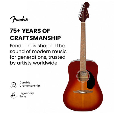 Fender California Redondo CE Dreadnought Acoustic-Electric Guitar - Garnet Burst w/ Case