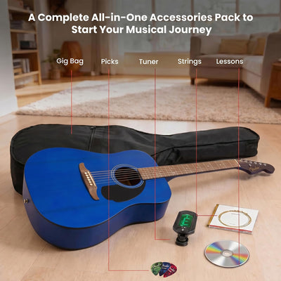 Fender FA Series Dreadnought Acoustic Guitar - Saphire Blue w/ Gig Bag