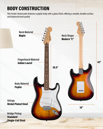 Fender Standard Stratocaster - 3-Color Sunburst w/ Guitar Cleaning Kit
