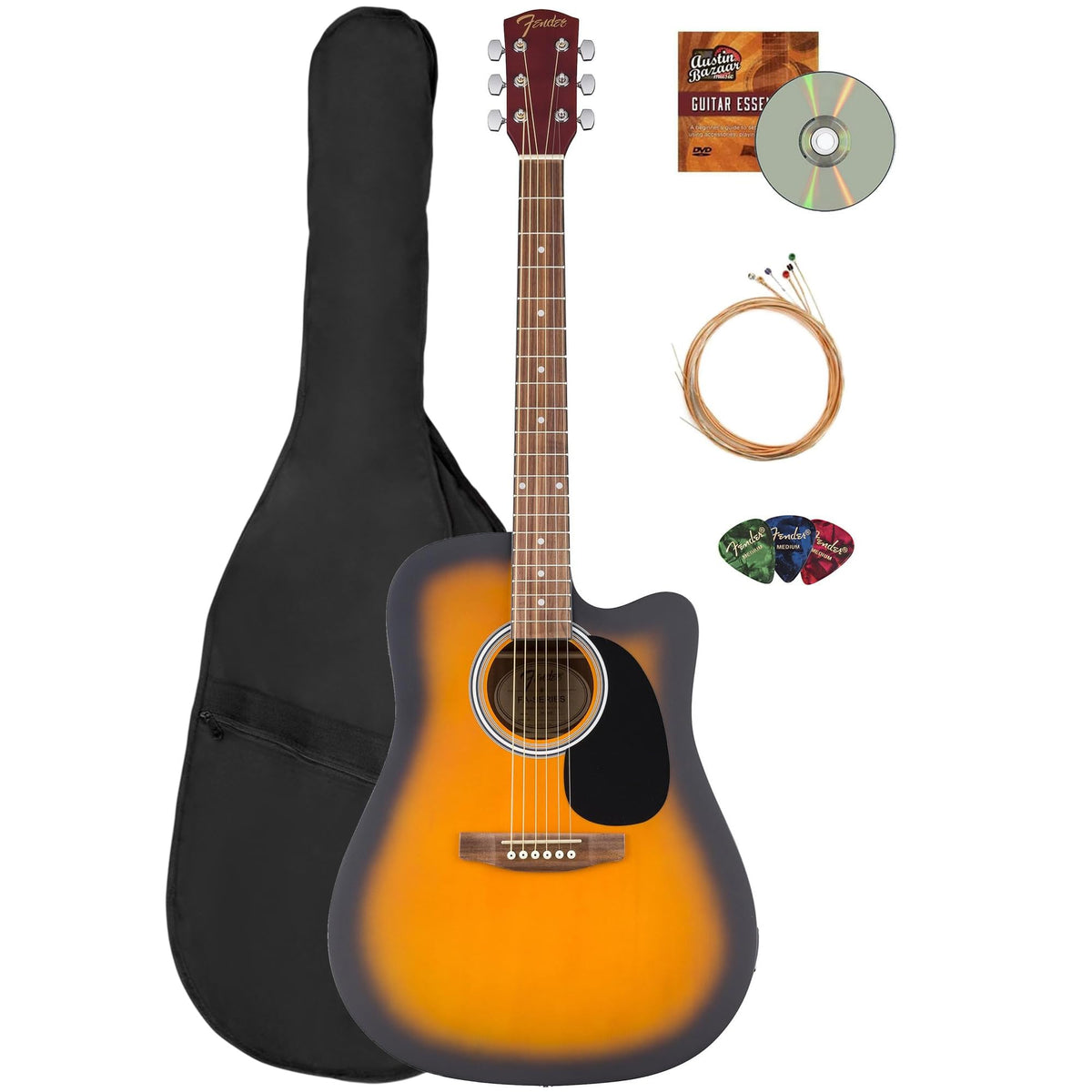 Fender FA Series Dreadnought Acoustic-Electric Guitar - 2-Color Sunburst w/ Gig Bag