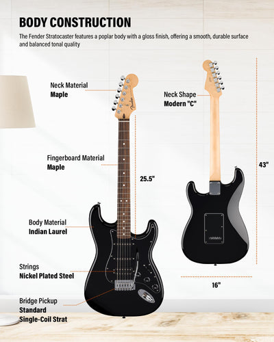 Fender Standard Stratocaster HSS - Black w/ Guitar Cleaning Kit