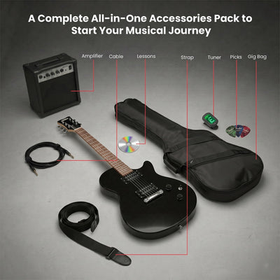 Gretsch Ignite Jet Club Electric Guitar - Jet Black w/ Amplifier